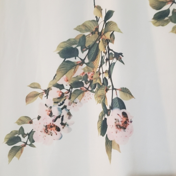 Noctflos Womens M Floral Shift Dress Mini V Neck White Green Pink 3/4 Sleeve - Picture 6 of 10